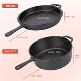 Cast Iron Dutch Oven with dual use Skillet lid, 3.2QT Pot, 10.5 inches